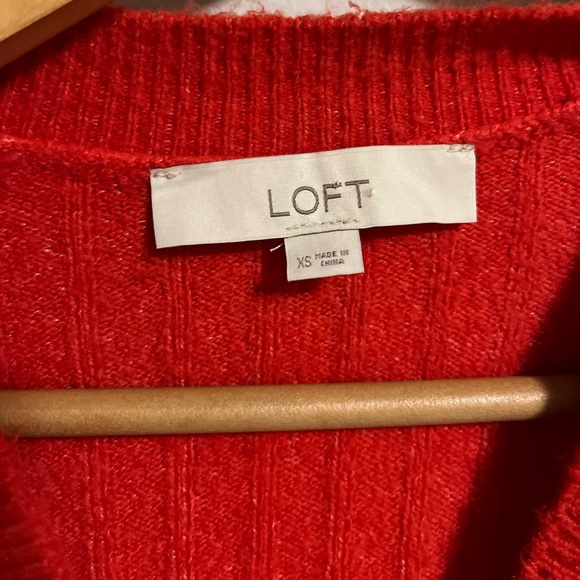 LOFT Heart Button V-Neck dark orange Cardigan - Picture 6 of 7